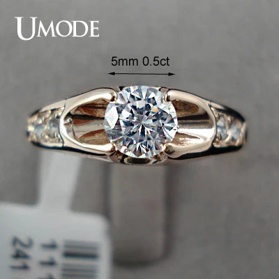 UMODE Rose Gold Color Mounting anel feminino aneis bijoux 0.5 ct Zirconia Engagement Jewelry Rings JR0064A UMODE Rose Gold Color Mounting anel feminino aneis bijoux 0.5 ct Zirconia Engagement Jewelry Rings JR0064A